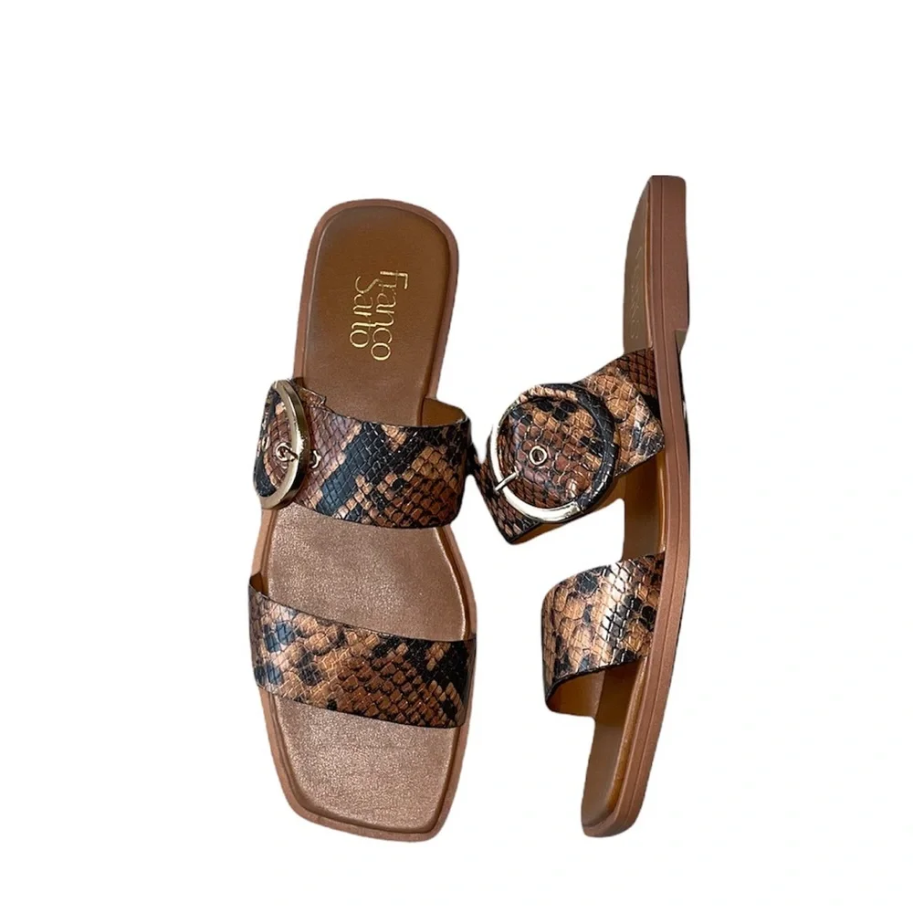 NEW Franco Sarto Merris Slip On Sandals Snake Print Leather